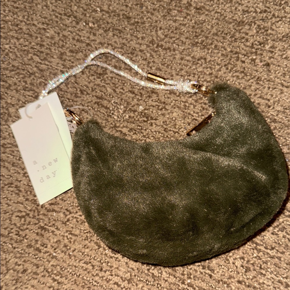 NWT a new day MINI Olive Crescent Bag with Sparkle Strap